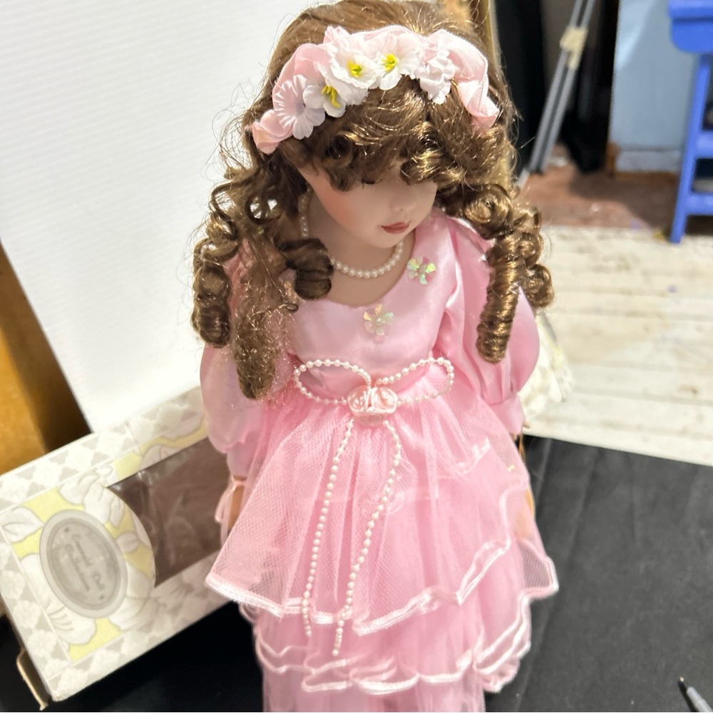 Elegant Pink Doll with Floral Headband